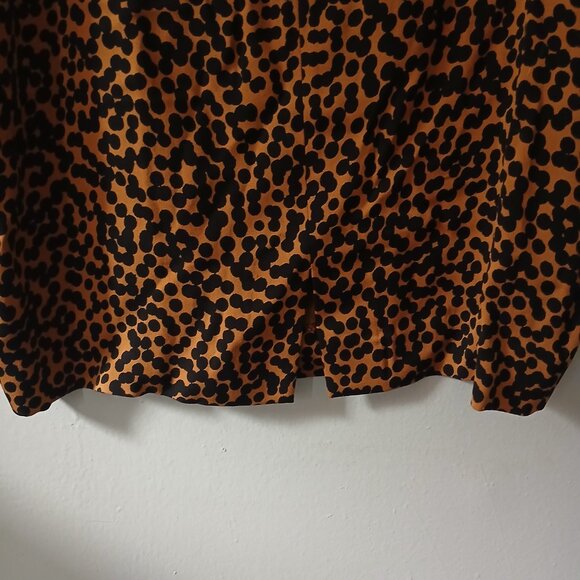Diane Von Furstenberg Size 12 Cheetah Print Satin Midi Skirt Polka Dot Zipper - Picture 10 of 12